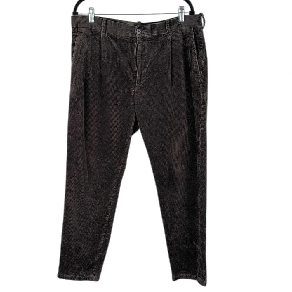 H&M Mens Chocolate Brown Corduroy Classic Casual Coupe Standard Pants Size 36x32